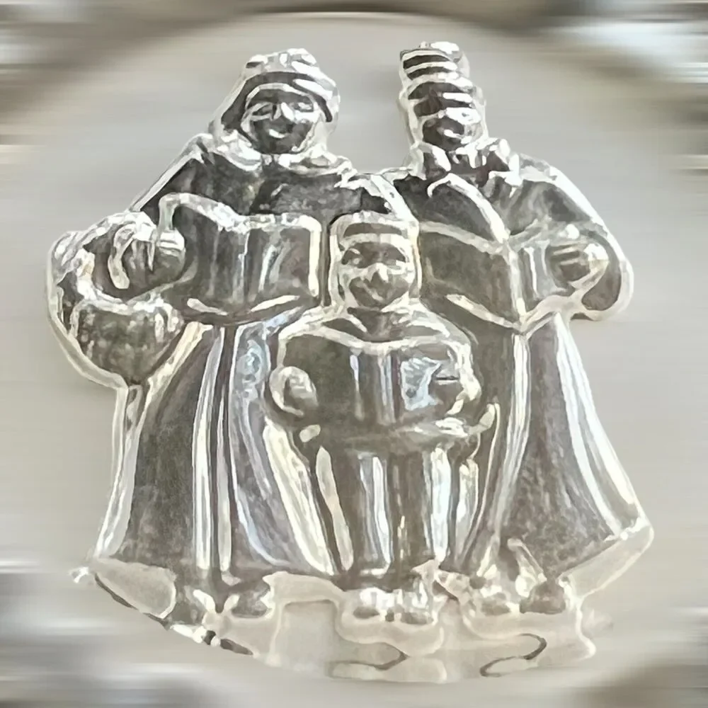 Lot of‎ 2 Lenox Christmas Ornaments Silver Angel Etched Crystal Frosted Carolers
